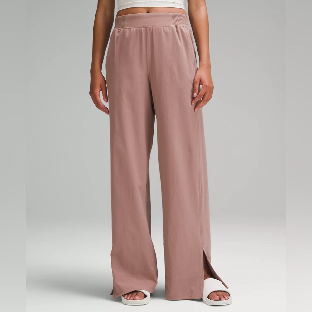 NWT Stretch Woven Wide-Leg High-Rise Pant Size L Twilight Rose